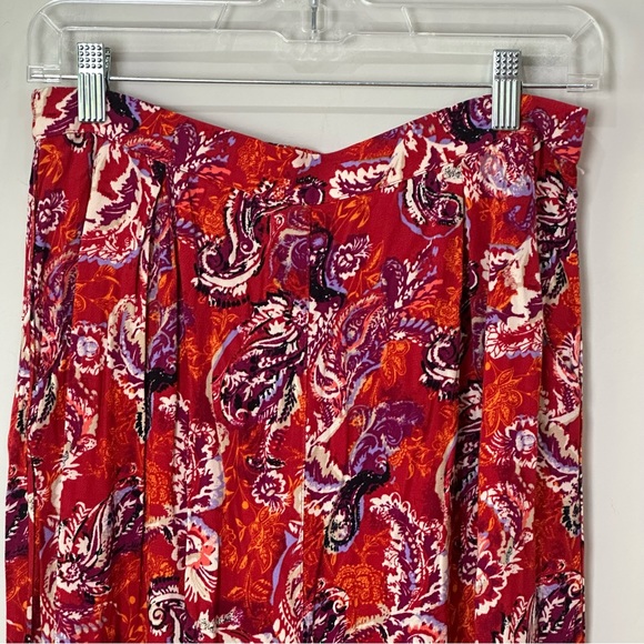 Free People Paisley Flowy Pant Red Wide Leg - Picture 5 of 11